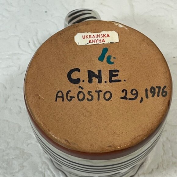 VTG Mini Ceramic Brown White Handmade Pitcher w/Handle 2.75" Tall From Ukraine - Picture 2 of 12